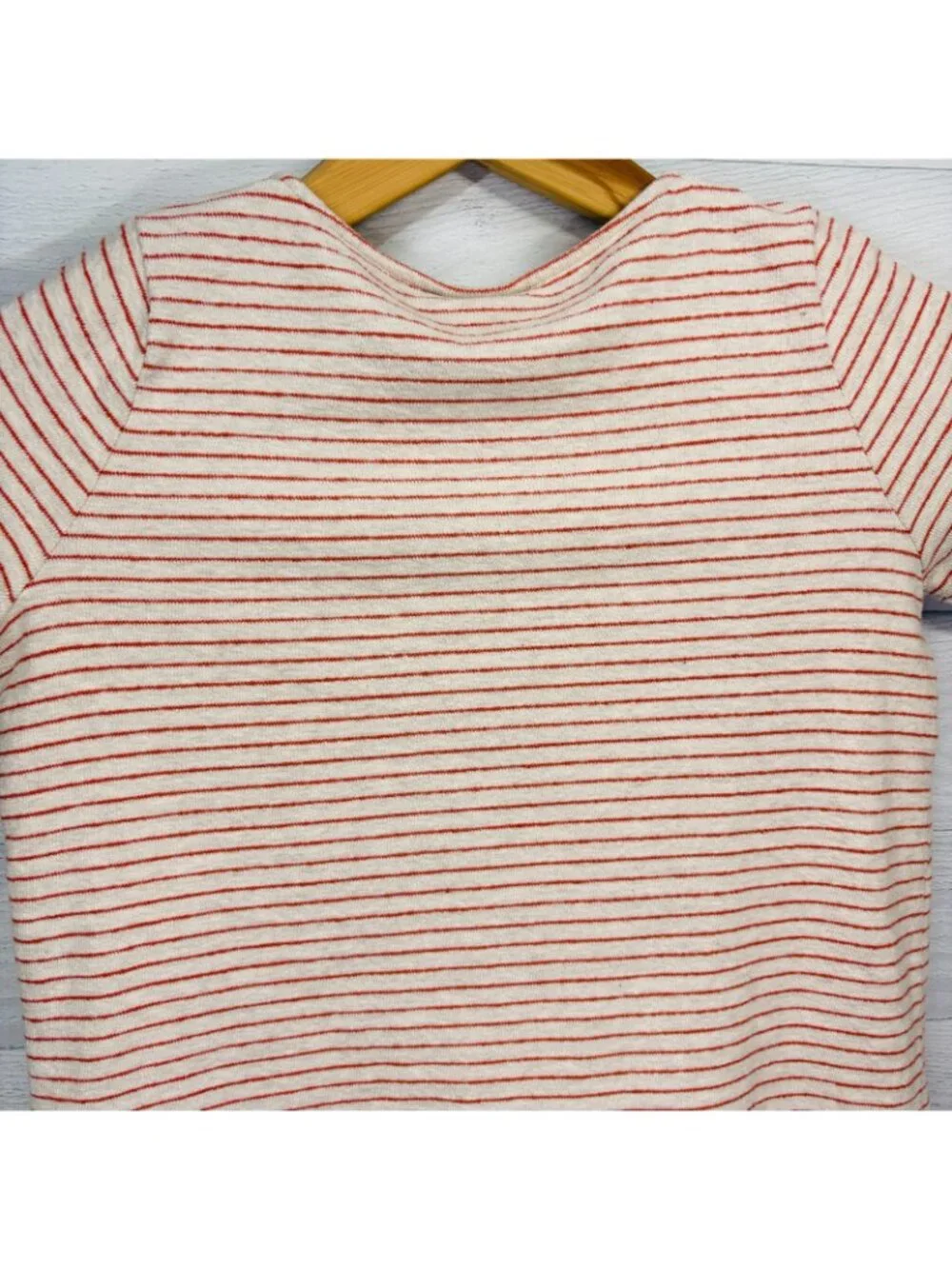 J. Jill French Terry Stripe Pullover Top Oatmeal Ginger 100% Cotton Size L - Picture 8 of 15